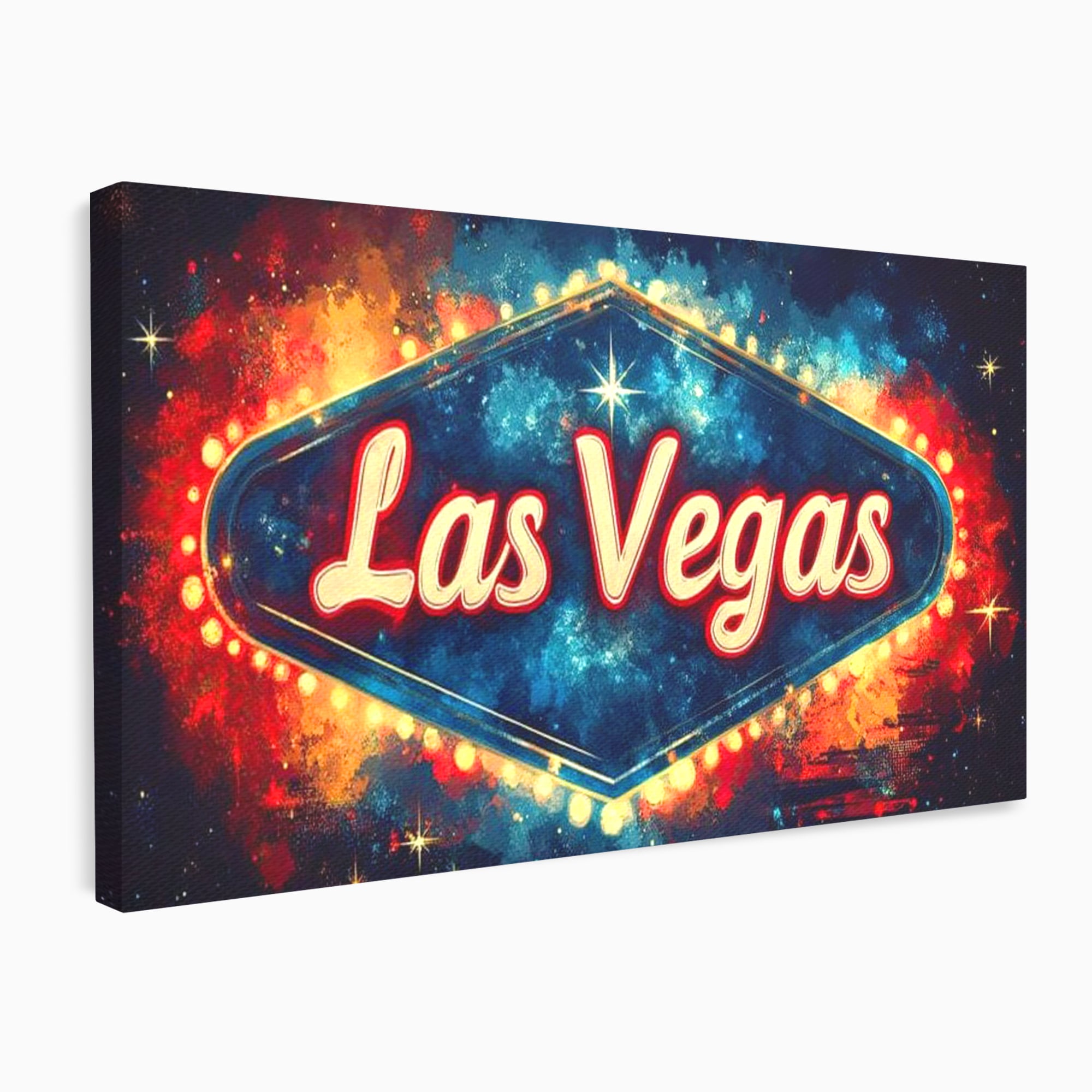 Tablou canvas cu tablou canvas cu semn neon las vegas, fara rama, pe sasiu de lemn